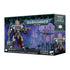 Warhammer 40,000 Grey Knights Grand Master in Nemesis Dreadknight miniature box, showing a towering armored mech wielding a hammer and heavy weapon in gothic ruins.
