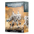 Warhammer 40,000 T’au Empire Riptide Battlesuit miniature with white armored plating, smooth mechanical surfaces, tall bipedal mech form, heavy pulse weaponry, and shield systems, built for battle.