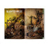 Warhammer White Dwarf Issue 520 interior scenery spread featuring earthy green and brown terrain models, twisted trees, ruins, skull details, miniature figures, and atmospheric fantasy battlefield setting.