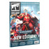 White Dwarf Issue 527 Warhammer magazine features red armored Blood Angels Space Marines with weapons and shields in a futuristic blue battlefield scene on the cover.