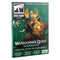 White Dwarf magazine Issue 519 cover shows deep green illustrated artwork with a gold-armored Warhammer Quest hero, ornate winged helmet, lion shield, raised axe, and Darkwater theme set against a moody fantasy background.
