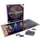 Full setup of Who Wants to Be a Millionaire board game including box, game board, player markers, cards, and lifeline tokens for an immersive trivia experience.