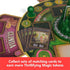 Glinda’s player board with cards depicting the Wizard and other characters, captioned to highlight collecting sets to earn Thrillifying Magic tokens.