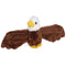 Wild Republic bald eagle plush toy in brown and white soft fabric with fuzzy texture, wide outstretched wings and yellow beak, realistic bird shape designed as a huggable stuffed eagle for children or nature themed play.