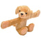 Wild Republic yellow Labrador plush toy in soft golden tan fabric with velvety texture, rounded seated shape with outstretched arms and floppy ears, designed as a huggable stuffed dog on a white background.