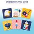 Wonder Forge Americana Matching Game character tiles featuring a bald eagle, Benjamin Franklin with kite, electric guitar, barbecue grill, popsicle, and ballot box with voting design.