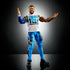 WWE Elite Collection Jey Uso figure with TrueFX facial detailing, wearing a sleeveless white “YEET” shirt, blue pants, and black boots, posed with open arms for display.