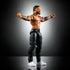 WWE Elite Jimmy Uso Series 114 figure demonstrates 25 points of articulation, muscular design, tattoo detailing, black pants, and removable accessories on display.