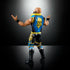 Rear angled view of WWE Elite Tommaso Ciampa action figure displaying detailed vest with yellow skull logo, textured black pants, and articulated arms raised outward.