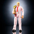 Front view of WWE Elite Collection Cody Rhodes figure wearing a pastel pink suit with structured lapels, red tie, black shoes, articulated arms and legs, realistic head sculpt, and confident stance designed for display or posing.