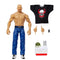 WWE Elite Collection Stone Cold Steve Austin action figure with bald head, muscular build, blue jeans, white sneakers, and included accessories like hands, shirt, cooler, and can.