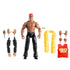 Full accessory set for Hulk Hogan Elite Collection action figure including alternate hands, arms, sunglasses, red shirt, yellow feather boa, and WWE microphone for play or display.