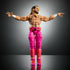 WWE Elite Collection Seth Rollins figure with extended arms pose, showcasing articulation, muscular torso, pink pants, red boots, and black background studio setup.