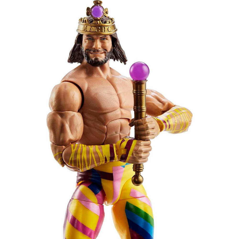 WWE Elite Wrestlemania Hollywood “Macho King” Randy Savage With Build-A-Figure Action Figure close up