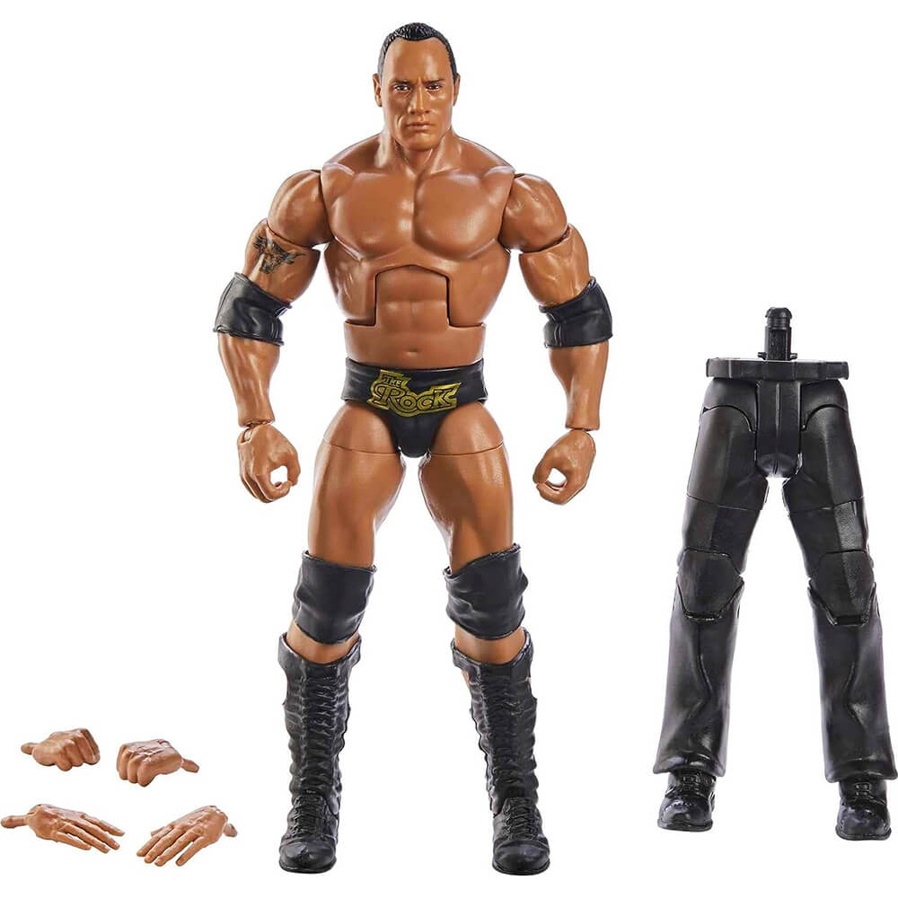 WWE Elite Wrestlemania Hollywood The Rock With Build-A-Figure Action Figure and accessories