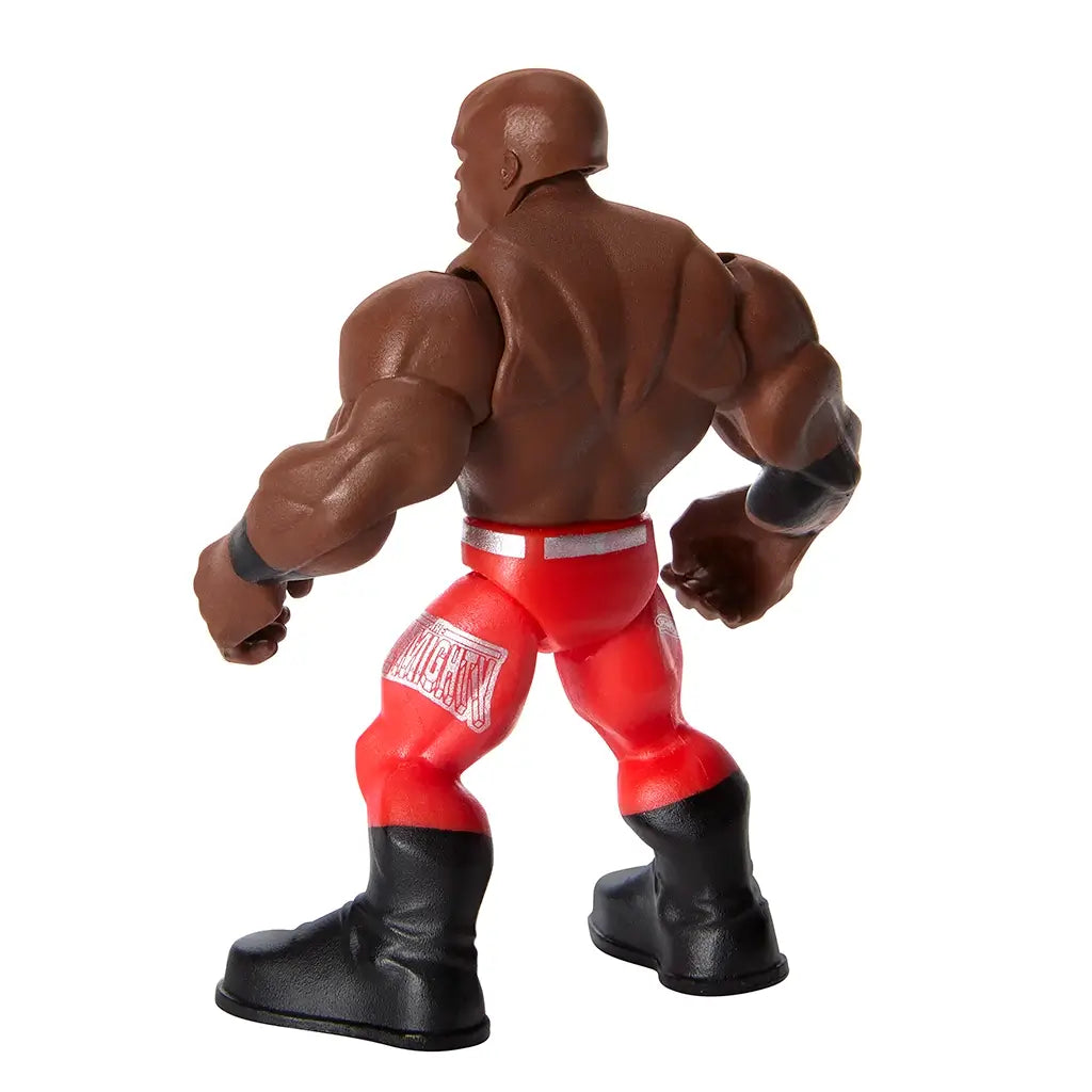 WWE Bobby Lashley Knuckle Crunchers figure rear angled view highlighting muscular sculpt, red pants with silver detailing, and black boots.