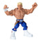 Close-up of WWE Cody Rhodes Knuckle Crunchers figure with detailed muscular body, blue and red tights, white boots, and flexed arms posed for wrestling battle action.