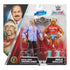 Front of Mattel WWE Main Event Showdown packaging featuring Hulk Hogan in red and turquoise attire with Mean Gene Okerlund in a purple suit, including championship belt accessory.