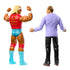 Rear angled view of WWE action figures shows Hulk Hogan flexing in red and turquoise gear with blonde hair and headband, standing next to Mean Gene Okerlund in purple jacket.
