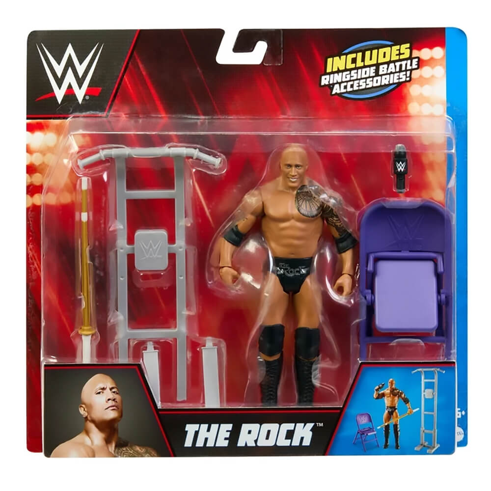 WWE The Rock Ringside Battle Action Figure and Accessories packaging