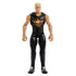 Full front view of WWE Cody Rhodes collectible figure in black sleeveless hoodie with flaming skull emblem, black pants, and black sneakers on a plain white backdrop.