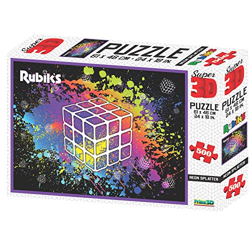 Rubiks Super 3D Puzzle Neon Splatter 500 Pc