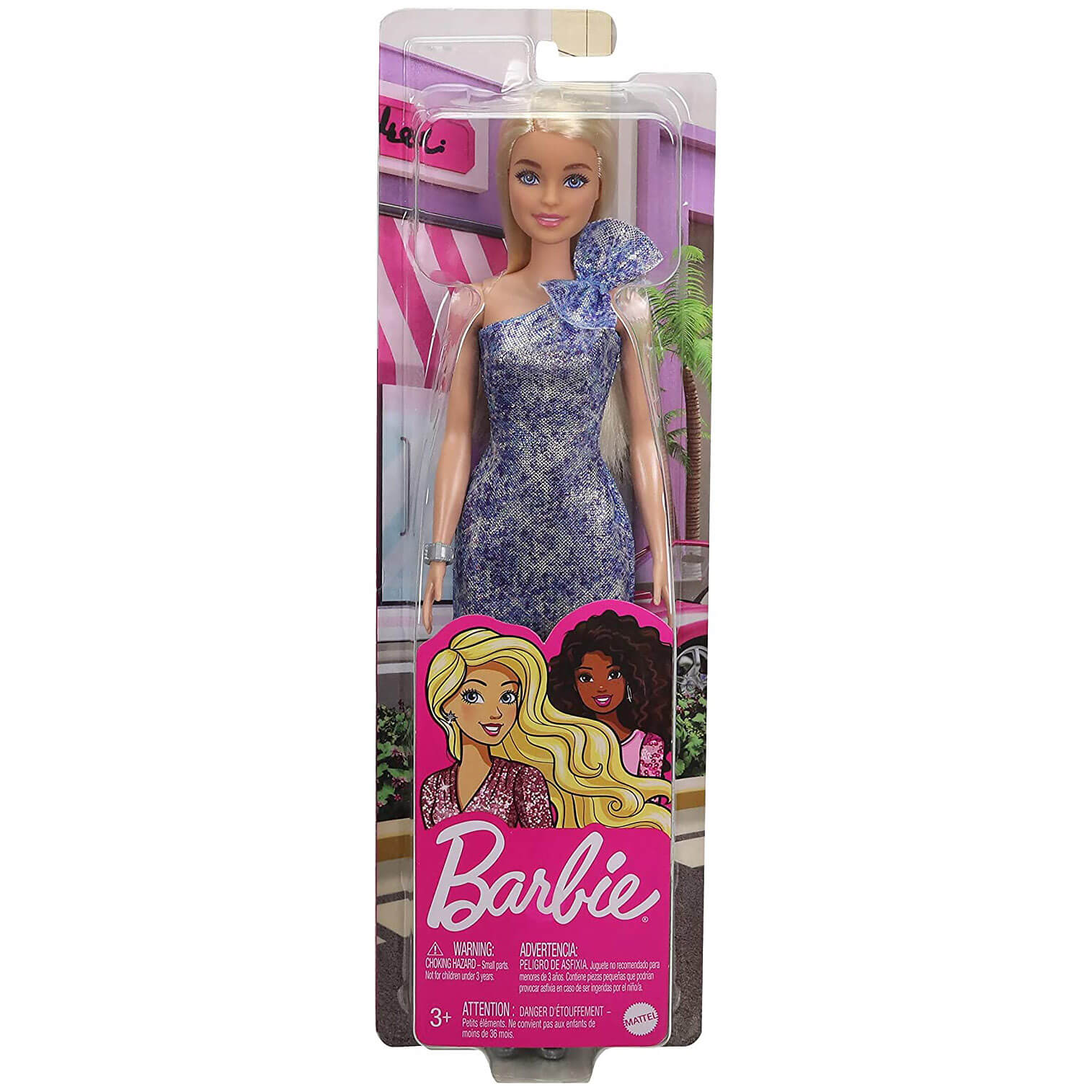 Barbie Doll with Blonde Hair Blue Eyes & Short Blue Sequins Dress