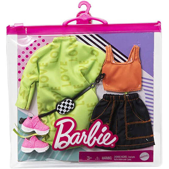 Barbie Clothes 2 Pack - Green Shirt with Crop Top, Belt, and Skirt
