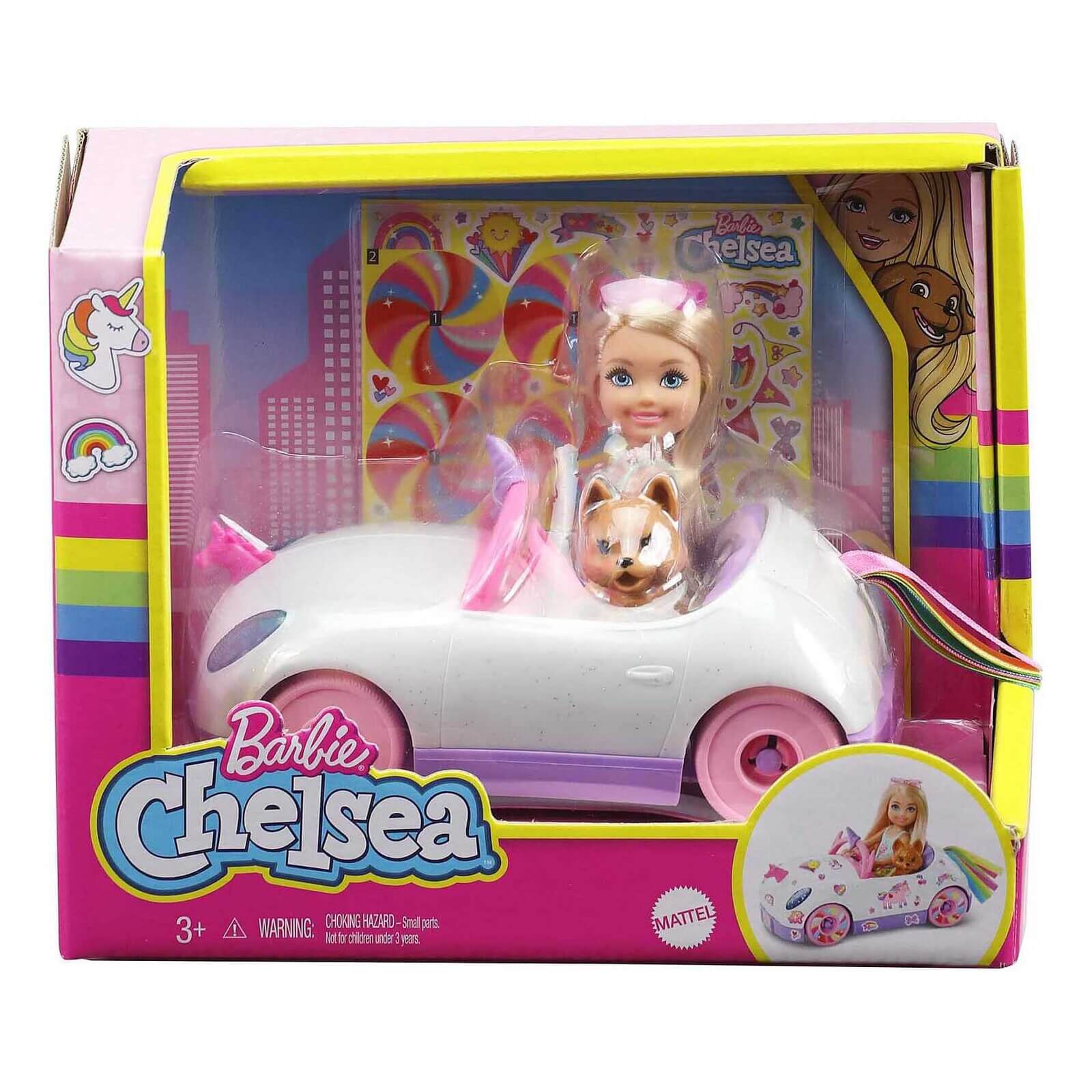 Barbie Club Chelsea Doll with Open-Top Unicorn Car