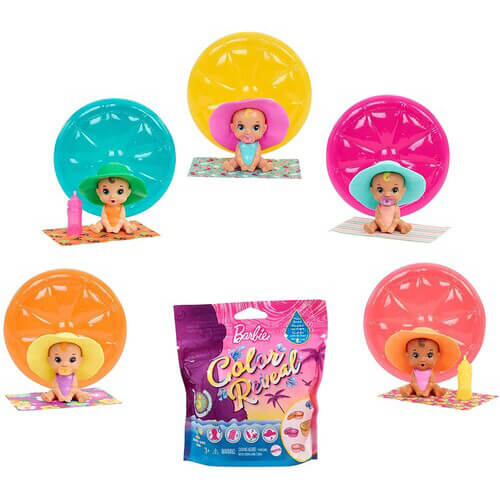 Barbie Color Reveal Baby Dolls with 5 Surprises, Sand & Sun Series