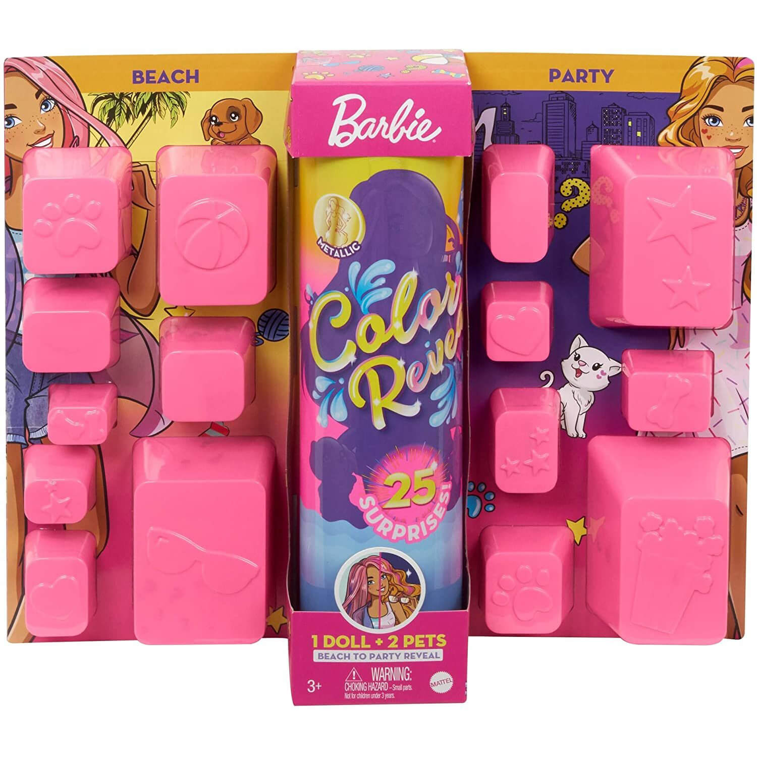 Barbie Day-to-Night Color Reveal Beach to Party Fashion Doll Surprise Playset