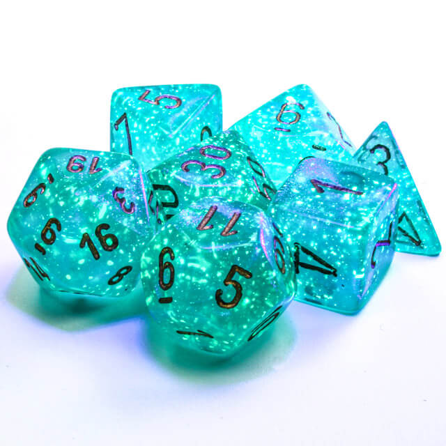 Chessex Borealis Teal/Gold Polyhedral 7-Die Set