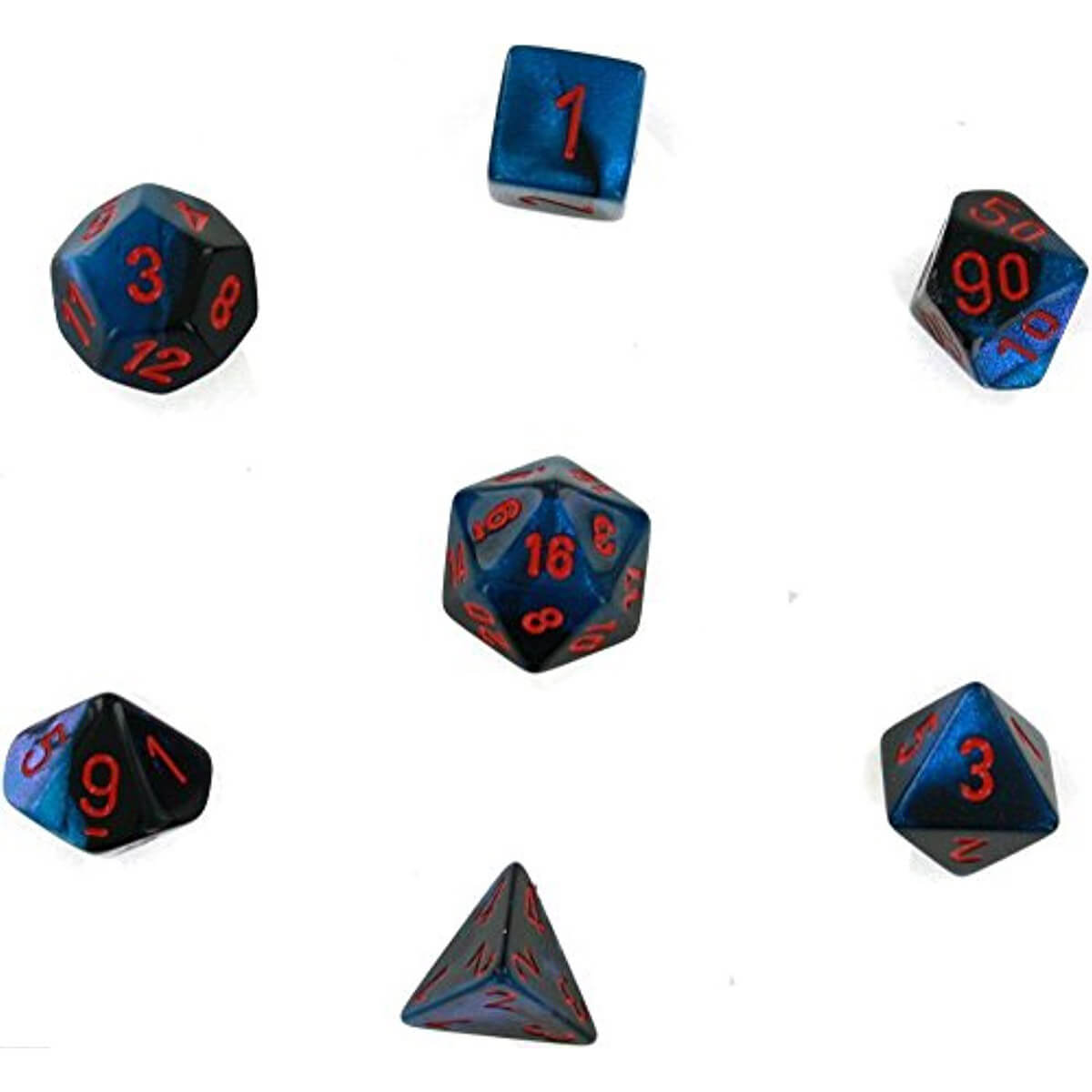 Chessex Gemini Black-Starlight/ Redr Polyhedral  7-Die Set