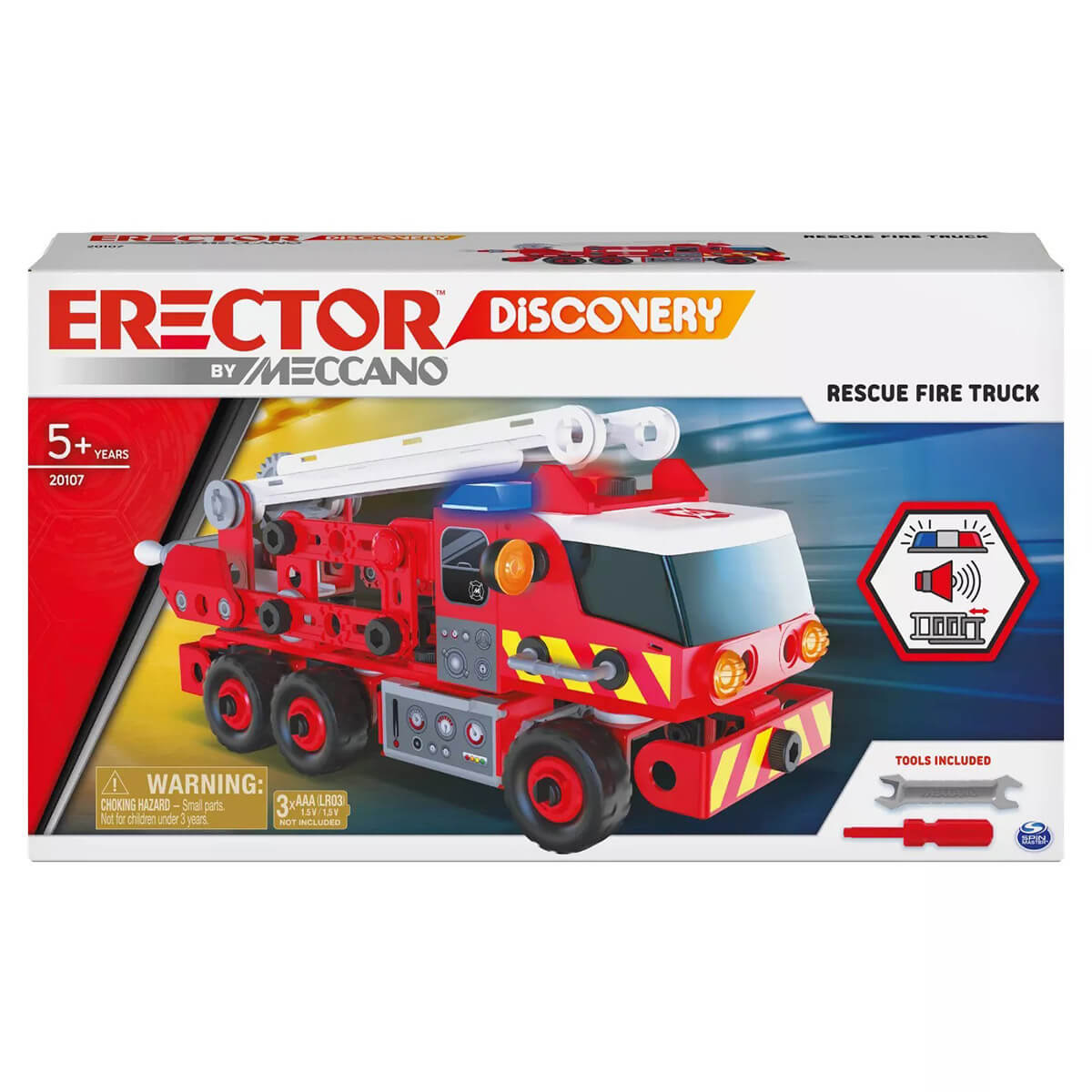 Erector by Meccano Discovery Rescue Fire Truck Lights and Sounds STEAM Building Kit