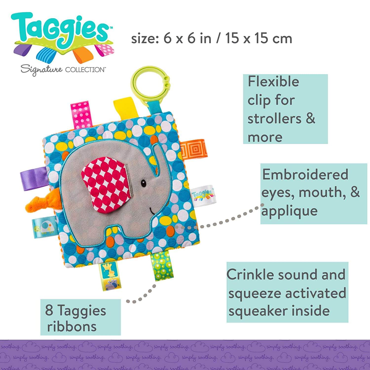 Mary Meyer Taggies Crinkle Me Elephant