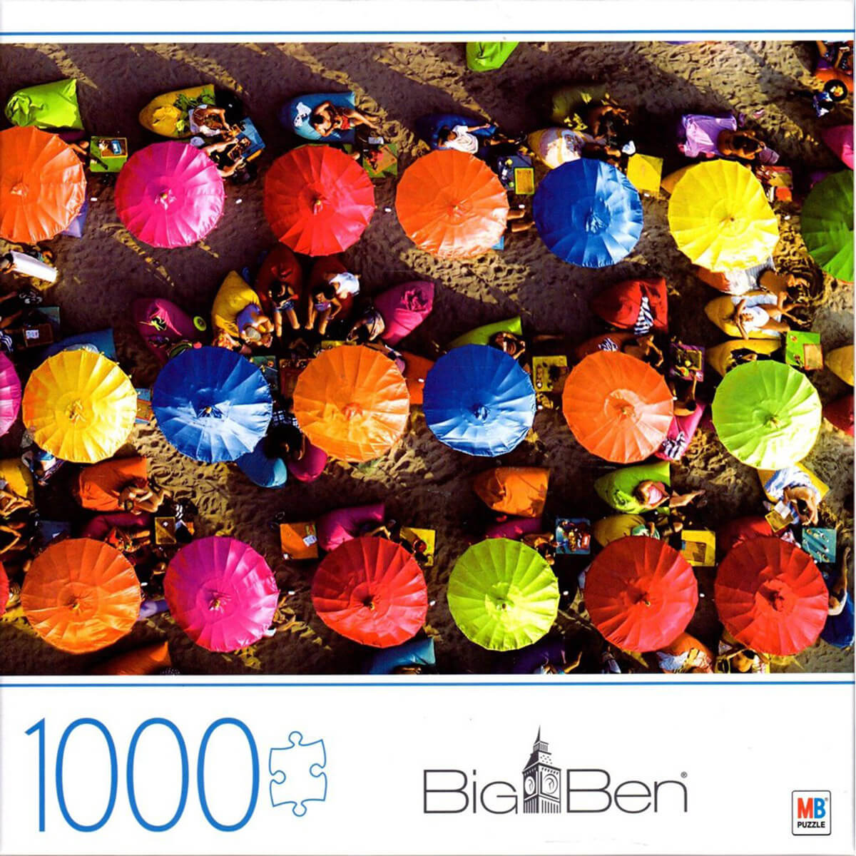 Milton Bradley Big Ben Colorful Umbrellas in Bali 1000 Piece Puzzle
