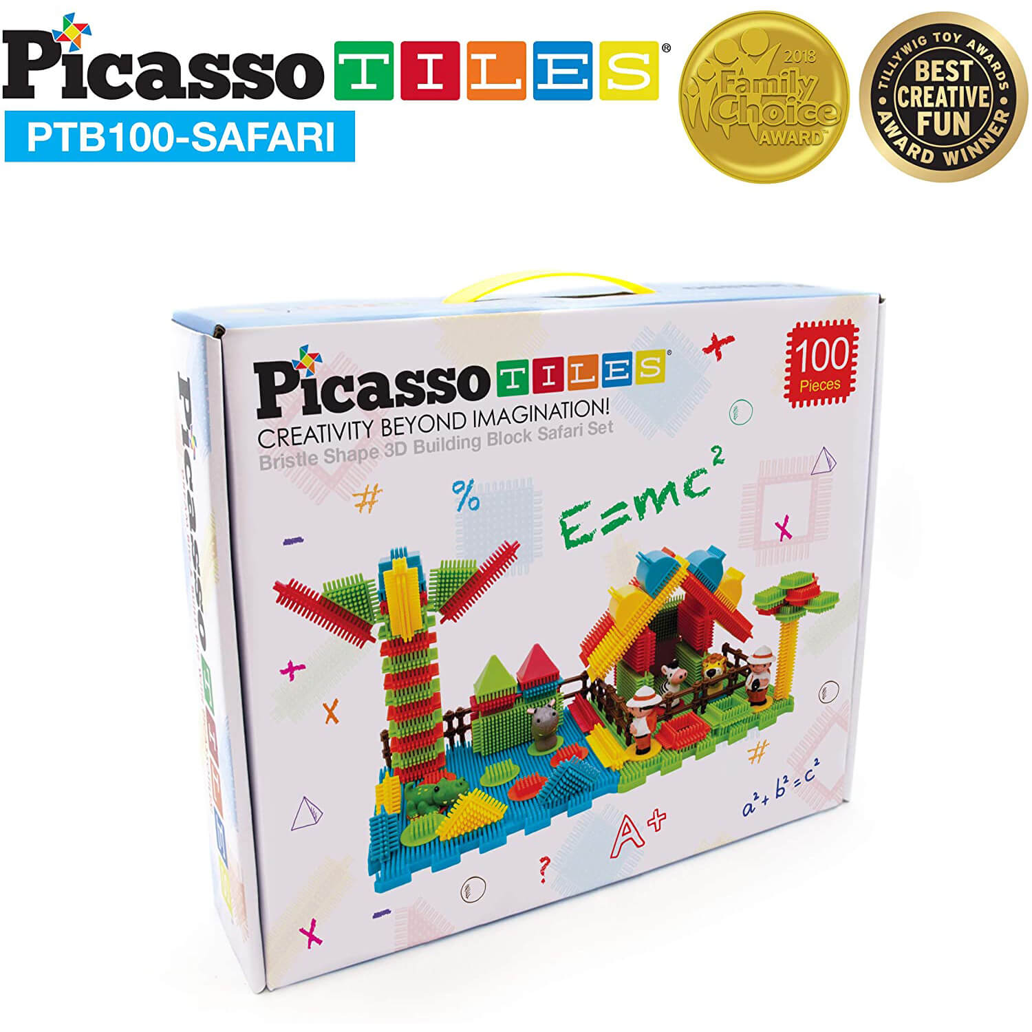 PicassoTiles Bristle Safari 100 Piece Building Set