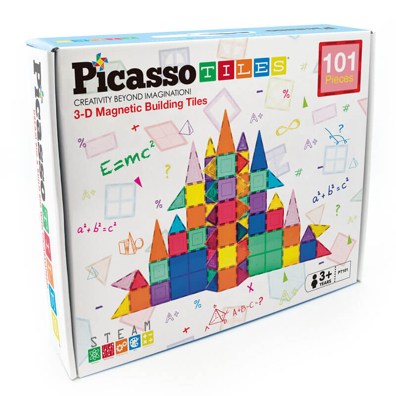 PicassoTiles Magnetic Tiles 101 Piece Building Set