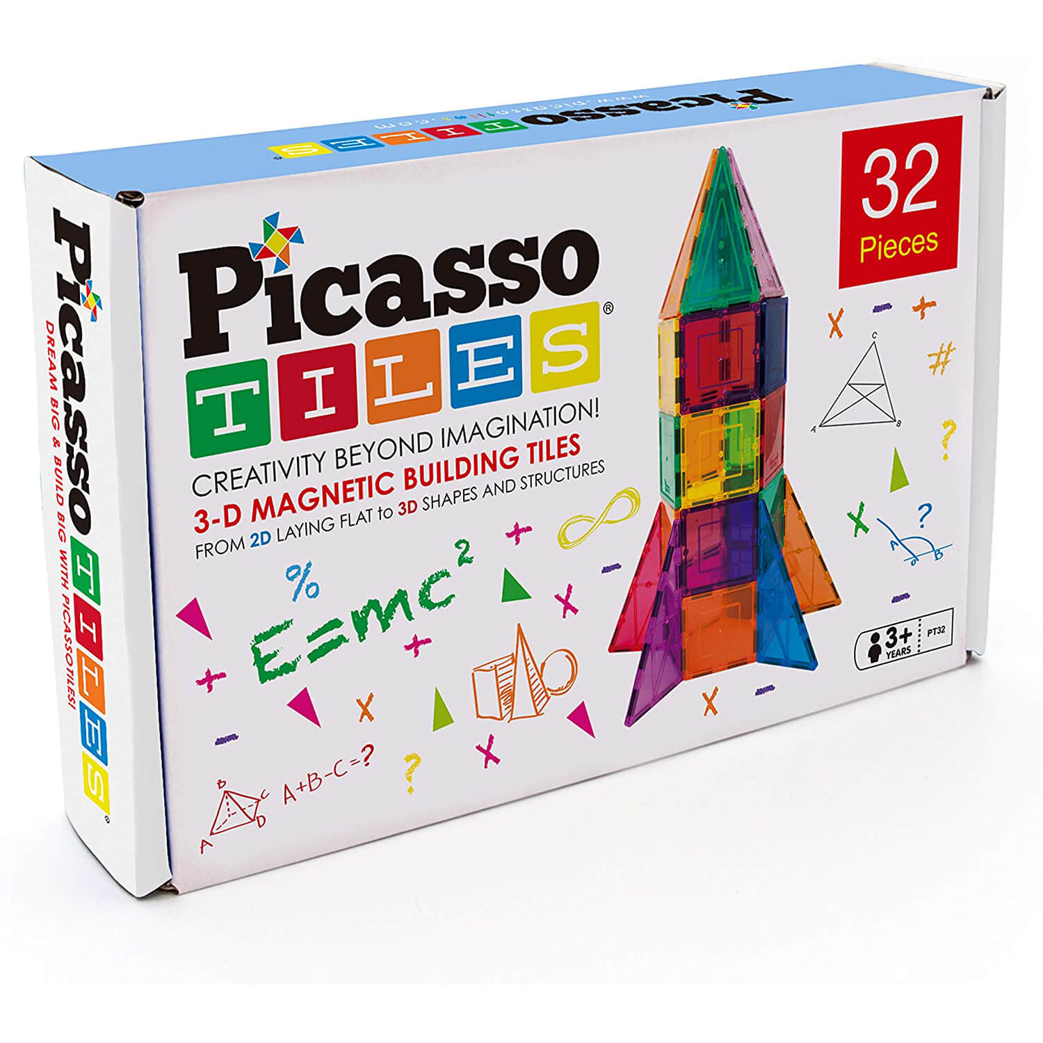 PicassoTiles Magnetic Tiles 32 Piece Rocket Building Set