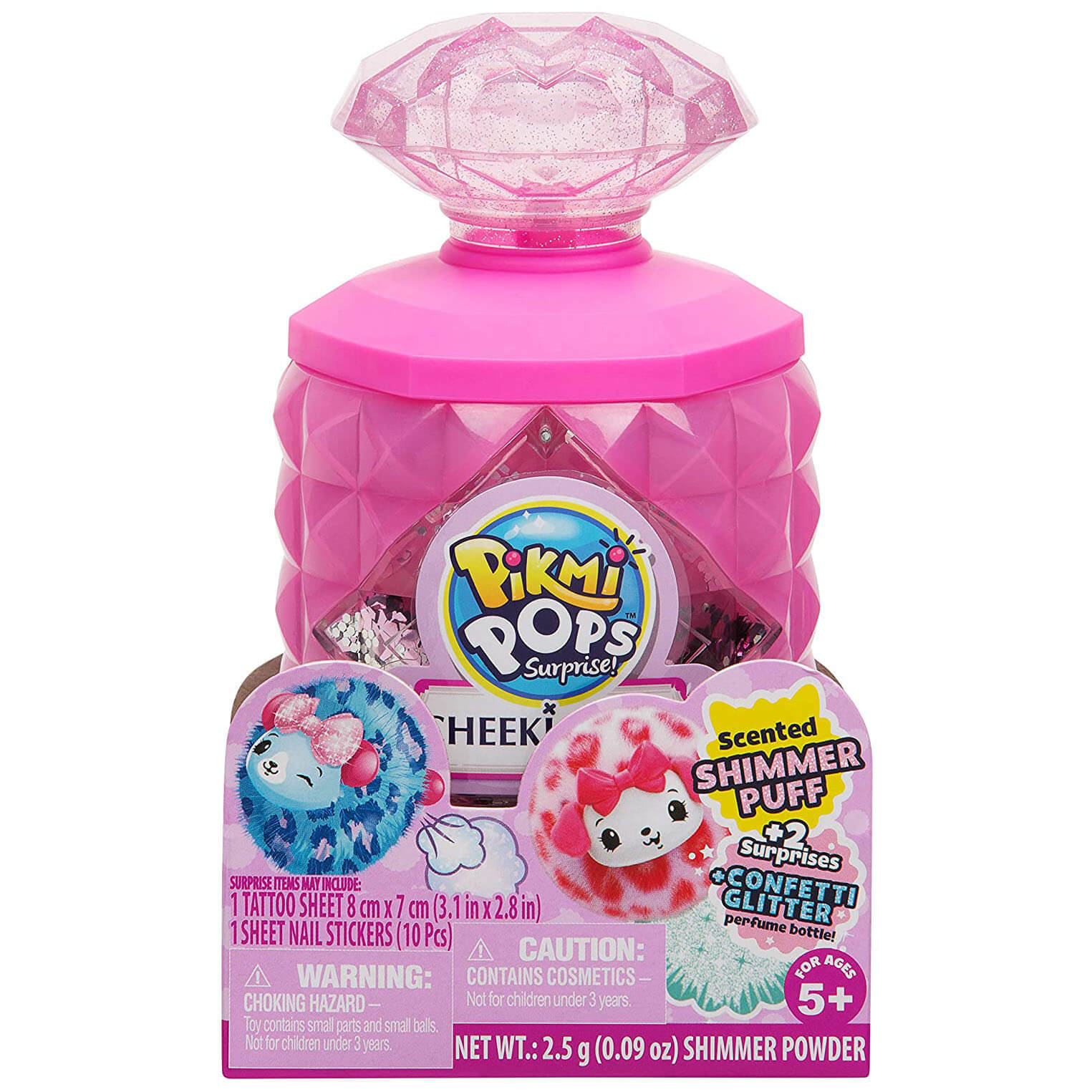 Pikmi Pops Surprise! Cheeki Puffs Scented Shimmer Powder Puff with Confetti Glitter and 2 Surprises