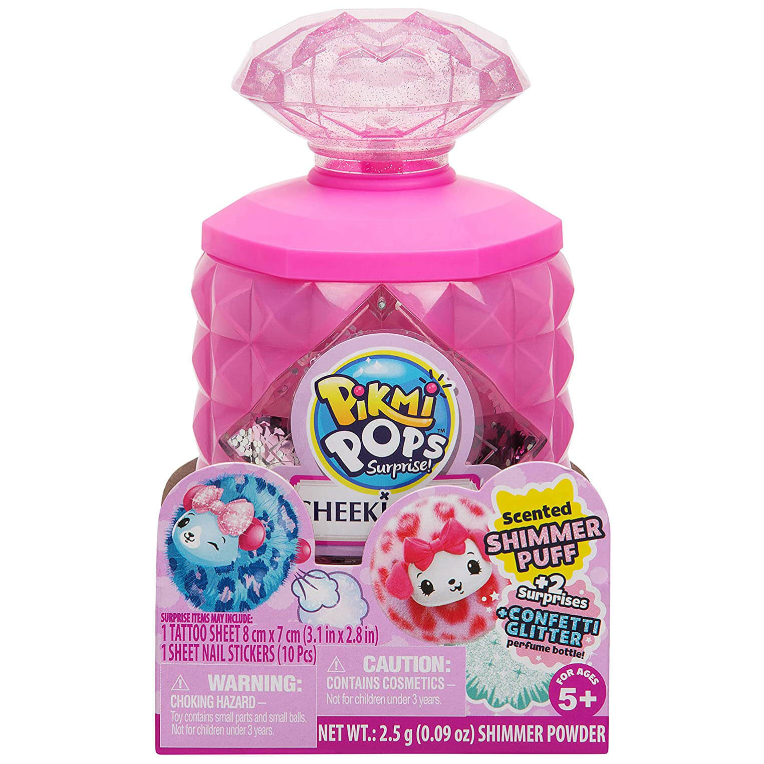 Pikmi Pops Surprise! Cheeki Puffs Scented Shimmer Powder Puff with Confetti Glitter and 2 Surprises
