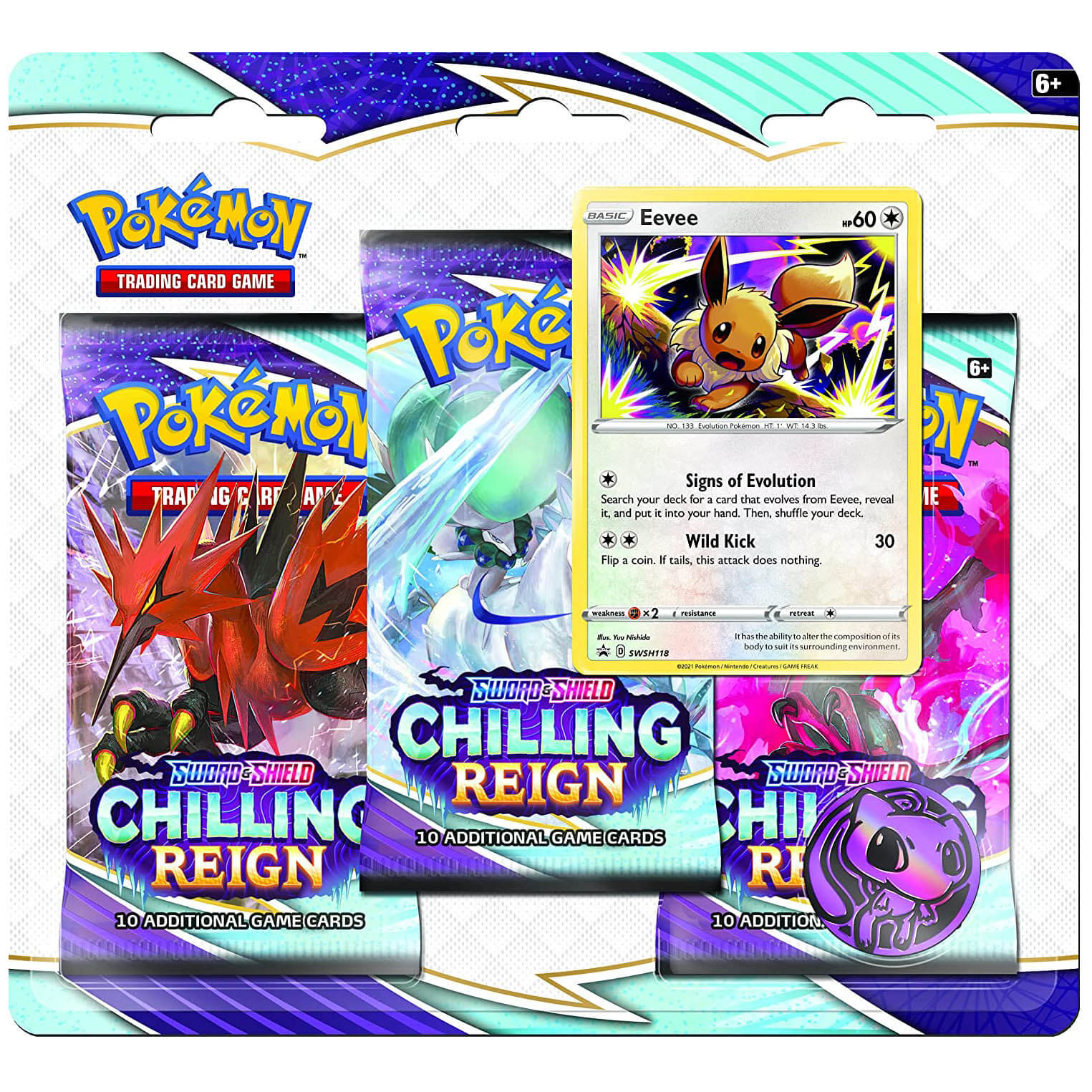 Pokemon TCG Sword & Shield Chilling Reign Three-Booster Blister Pack