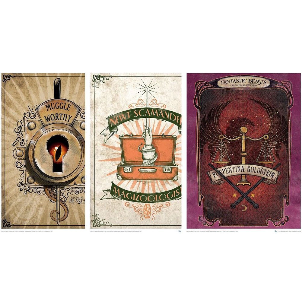 QMx Fantastic Beasts & Where to Find Them: Set 1 Art Prints Size 18" x 24"