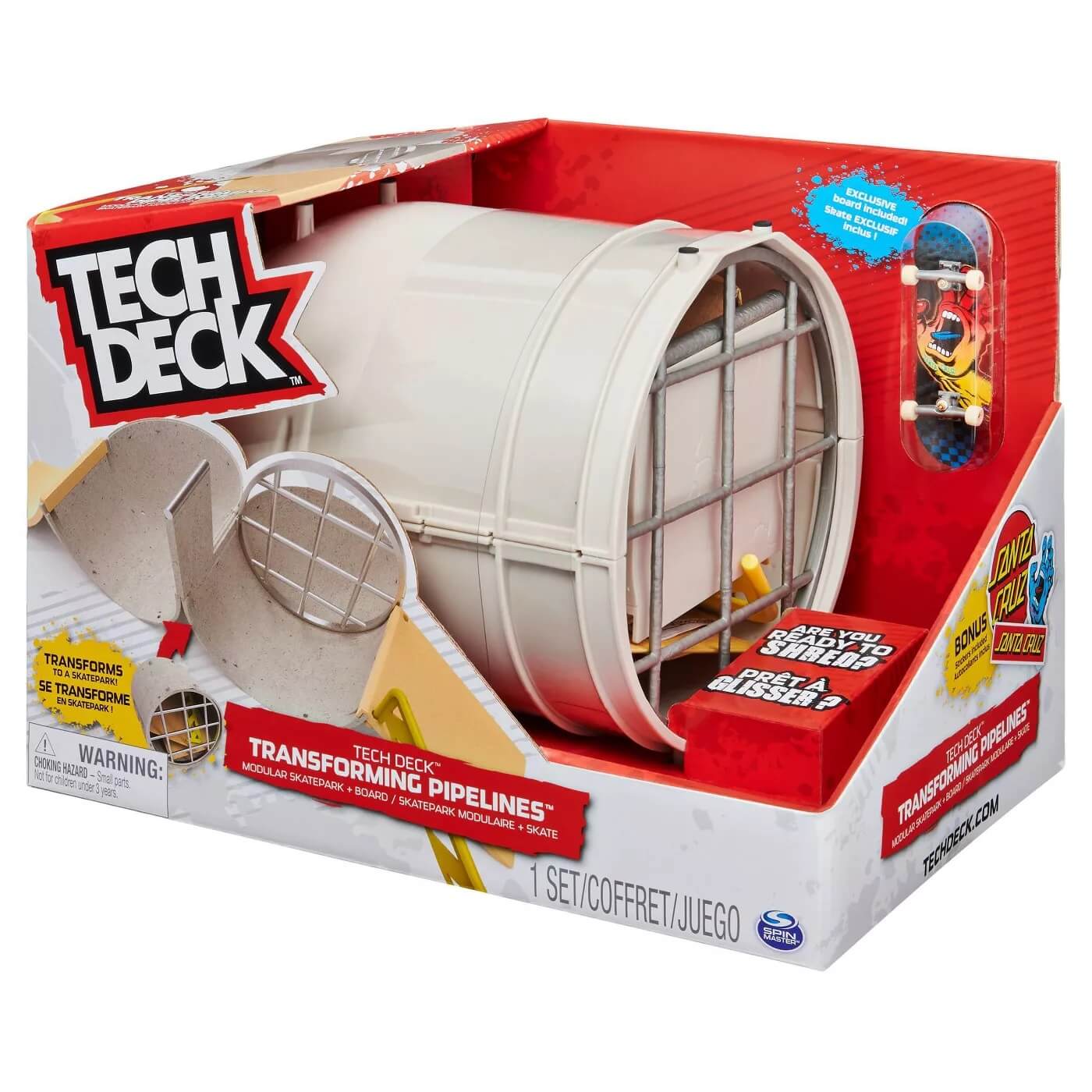 Tech Deck Transforming Pipelines Modular Skatepark + Board