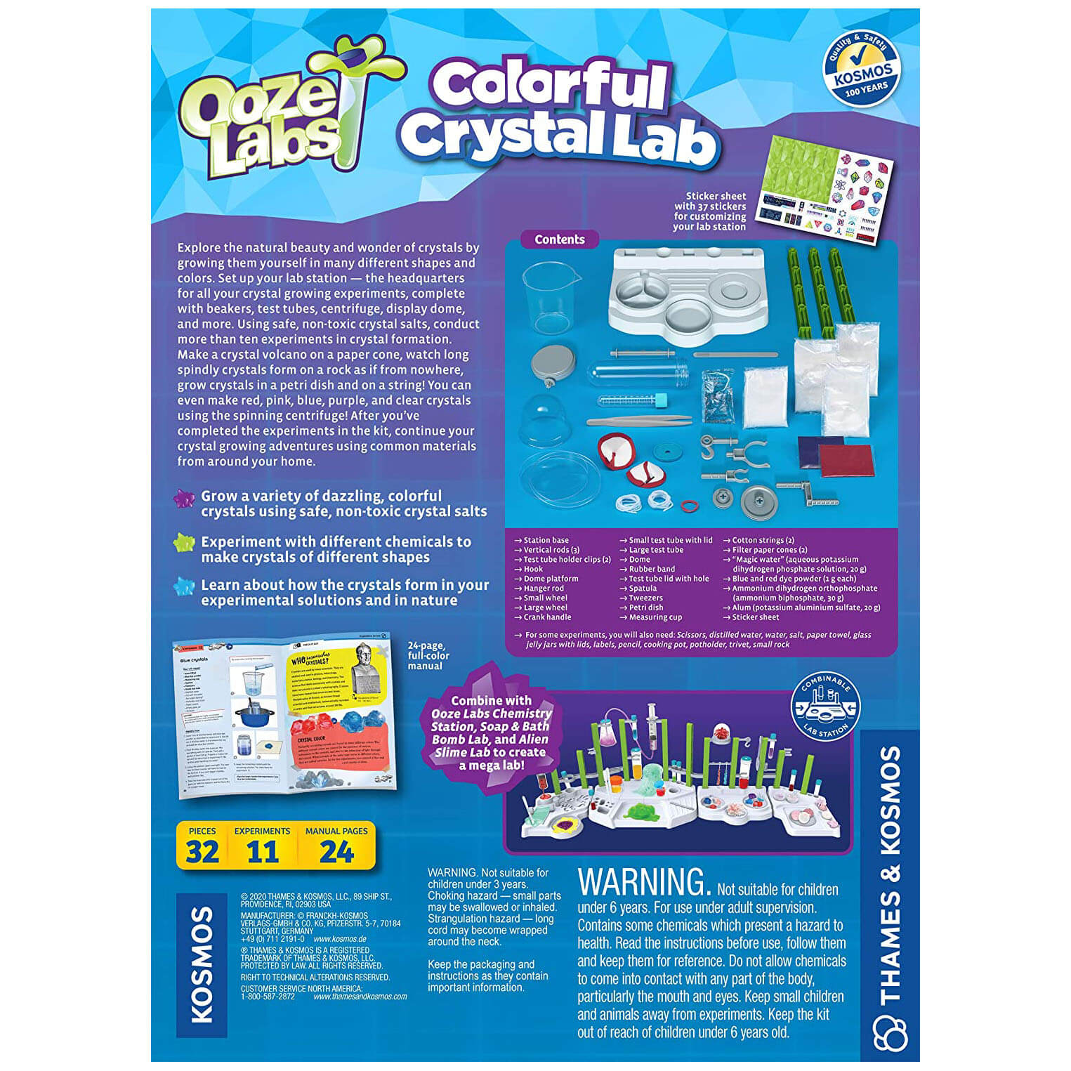 Thames and Kosmos Ooze Labs: Colorful Crystal Lab 32 Piece Science Set