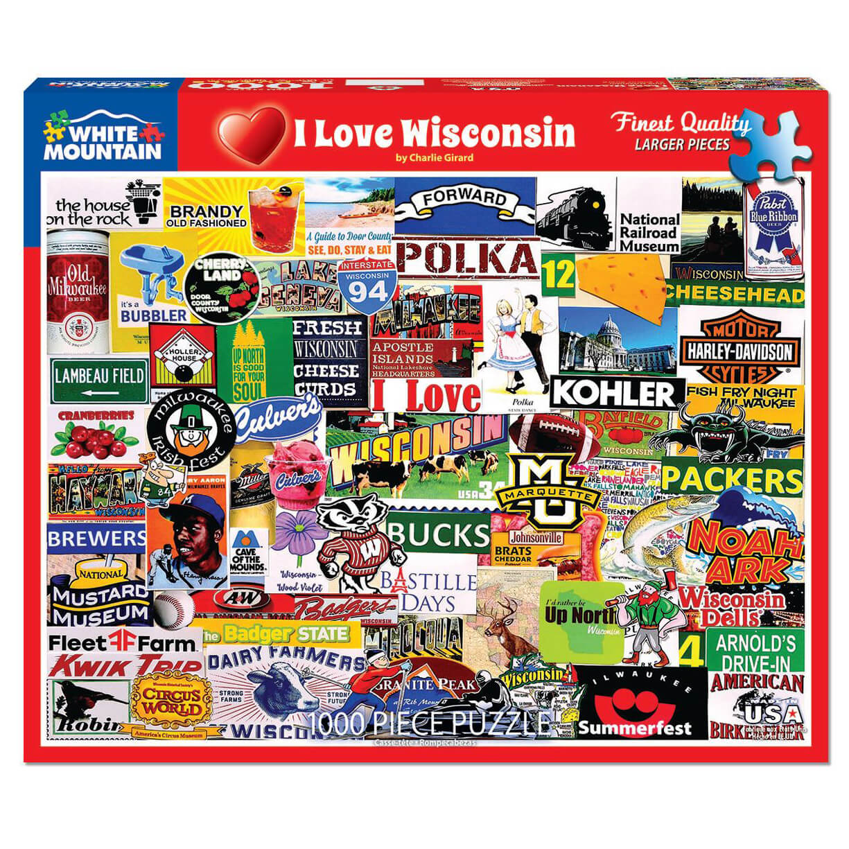 White Mountain Puzzles I Love Wisconsin 1000 Piece Jigsaw Puzzle