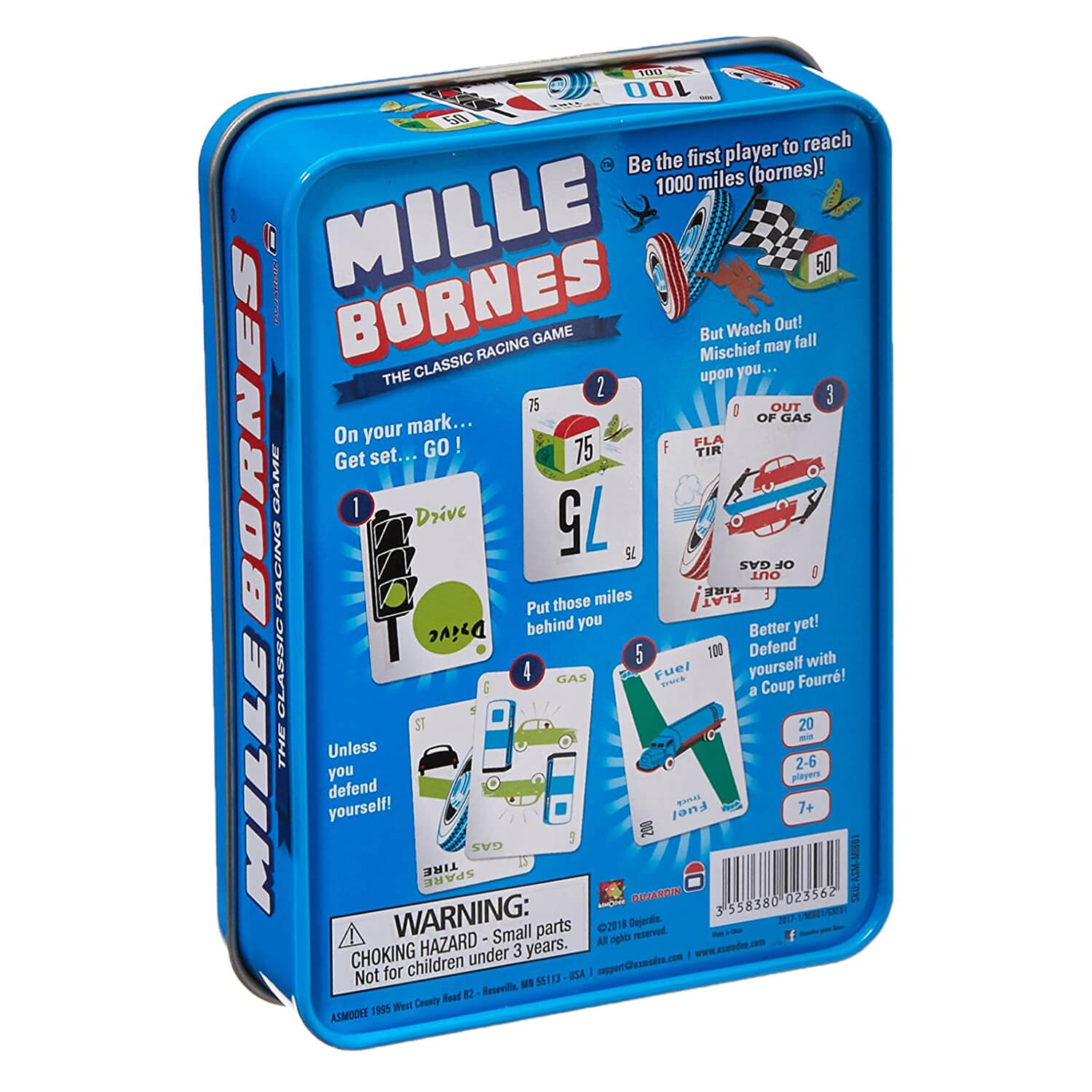 Back of Mille Bornes Game package.