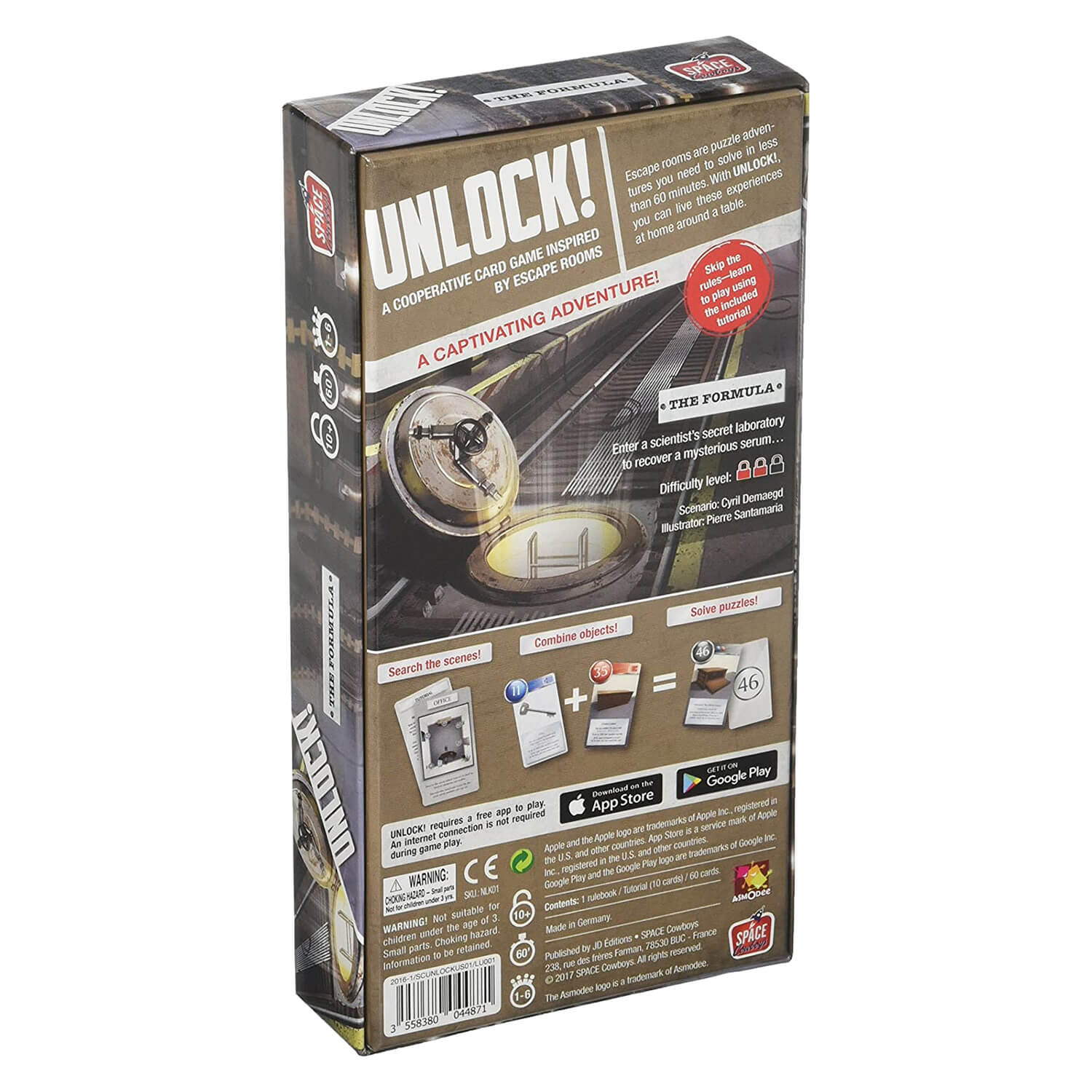 Back of UNLOCK! The Formula Game package.