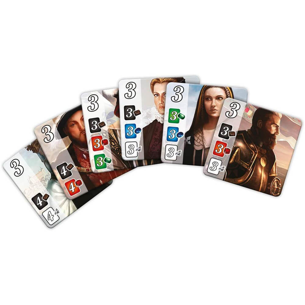 Character cards fanned out.