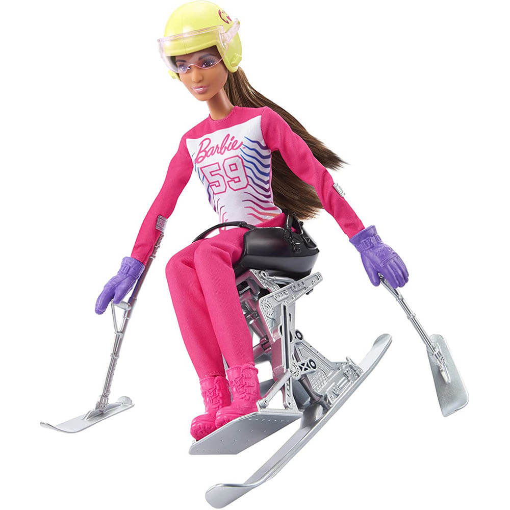 Barbie Careers Winter Sports Para Alpine Skier Brunnette Doll with Clothes and Accessories